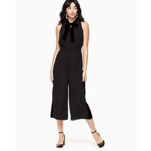 New Kate Spade Black Mixed Velvet Jumpsuit